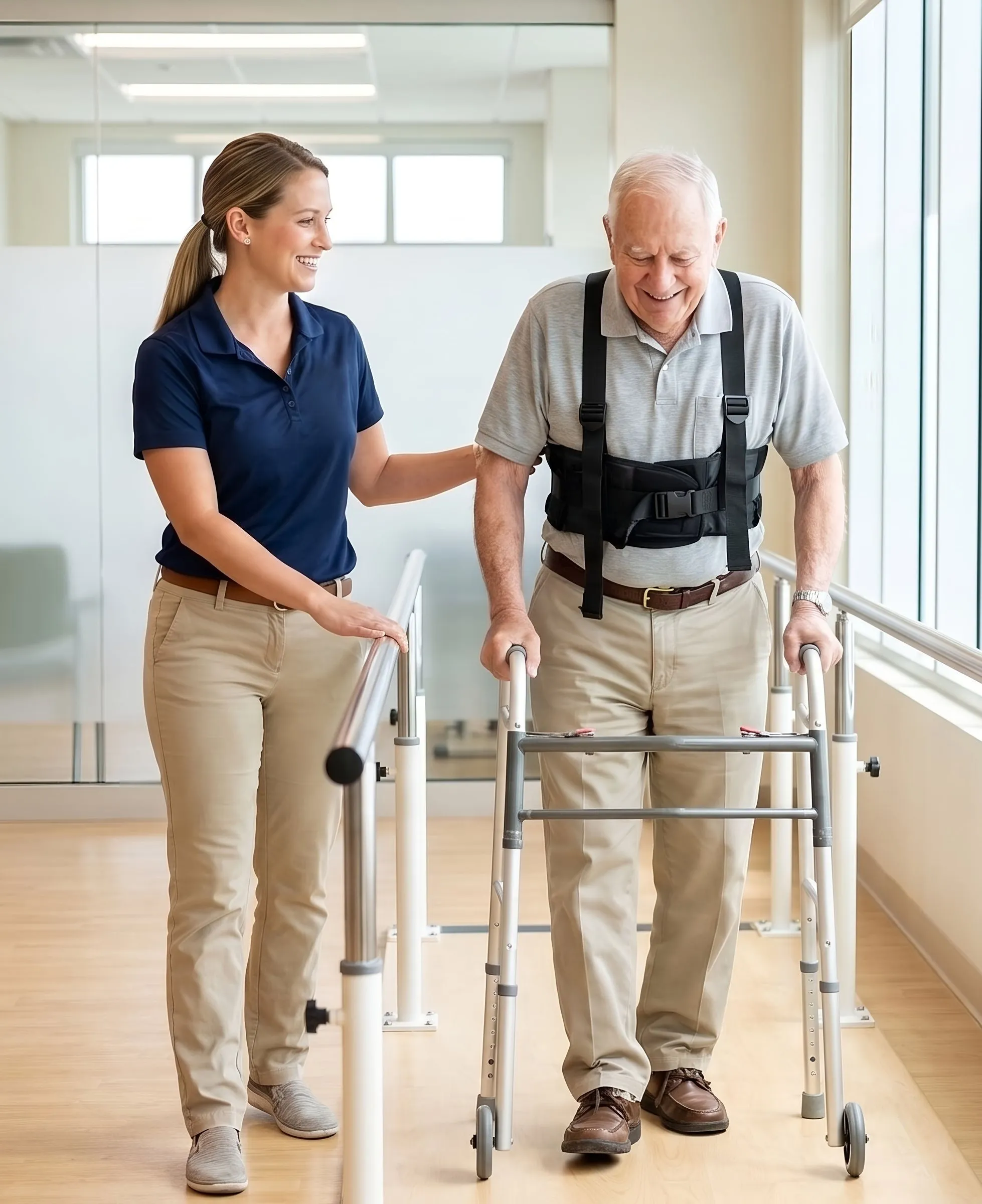 Gait training in a skilled nursing therapy gym